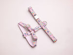 Harnais pour chien imprimé fleuri rose