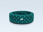 Panier rond pour chat, motif Plumes de paon