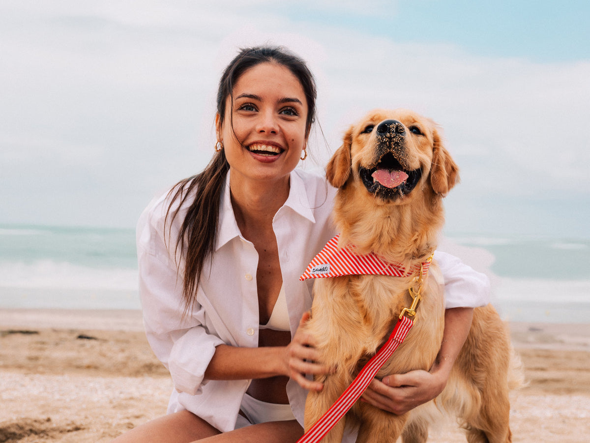 Bandana pour chien rayé rouge et blanc