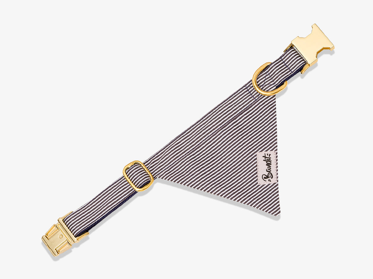 Bandana pour chien rayé bleu et blanc