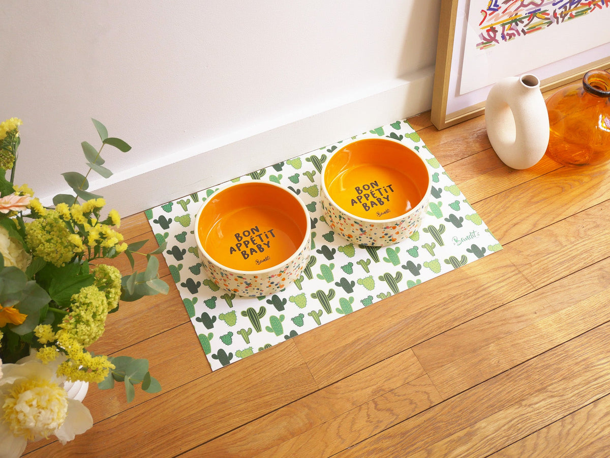 Tapis de gamelle cactus chien et chat