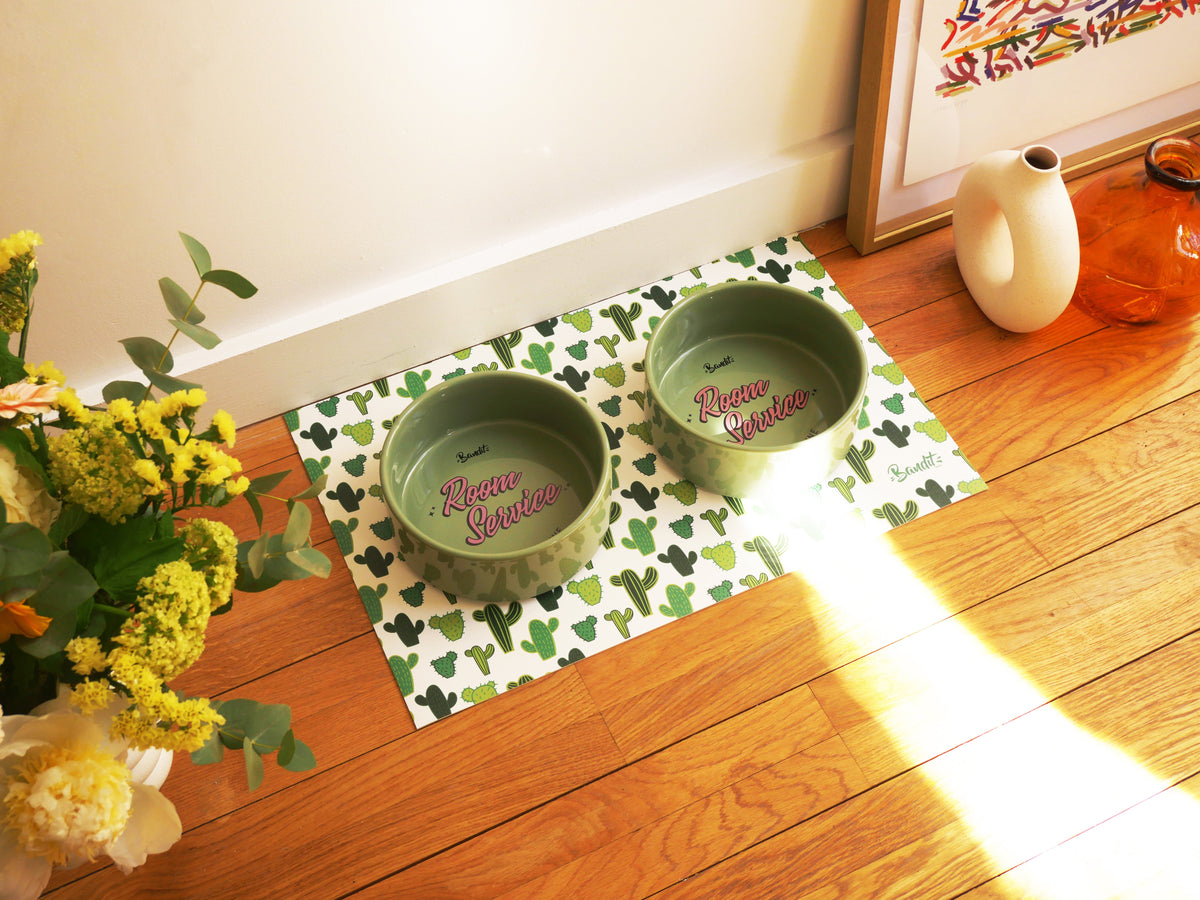 Tapis de gamelle cactus chien et chat