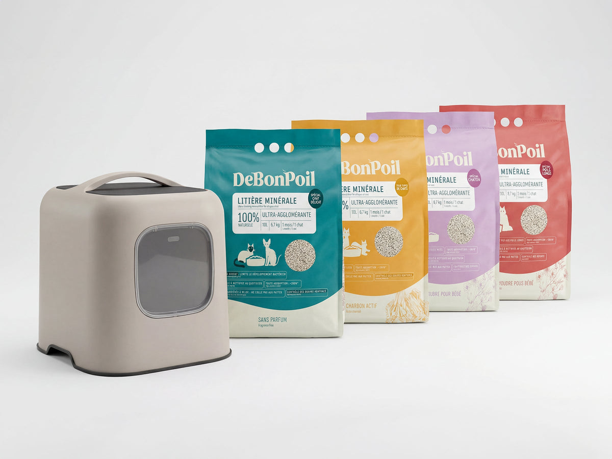 Pack Bac à litière Rotho + Litière DeBonPoil minérale (x2)