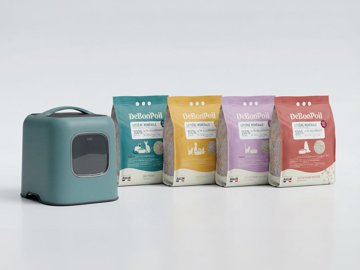 Pack Bac à litière Rotho + Litière DeBonPoil minérale (x2)