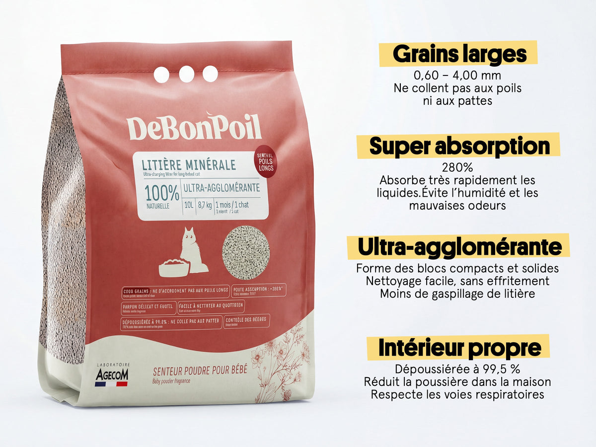 Litière minérale spéciale poils longs (x2)