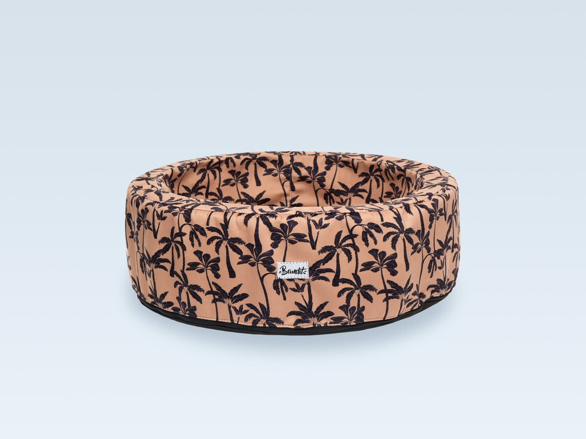 Panier rond pour chat, motif Palmier