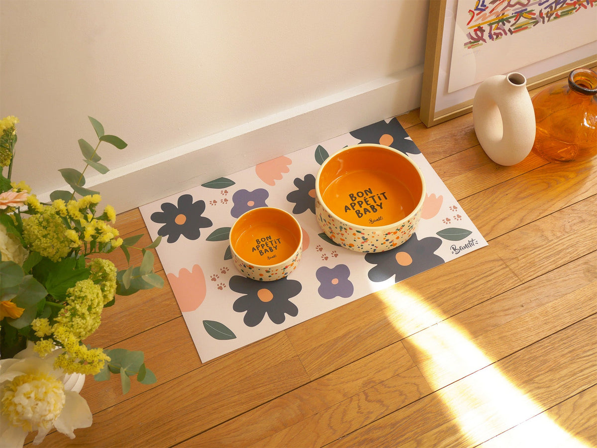 Tapis de gamelle floral chien et chat