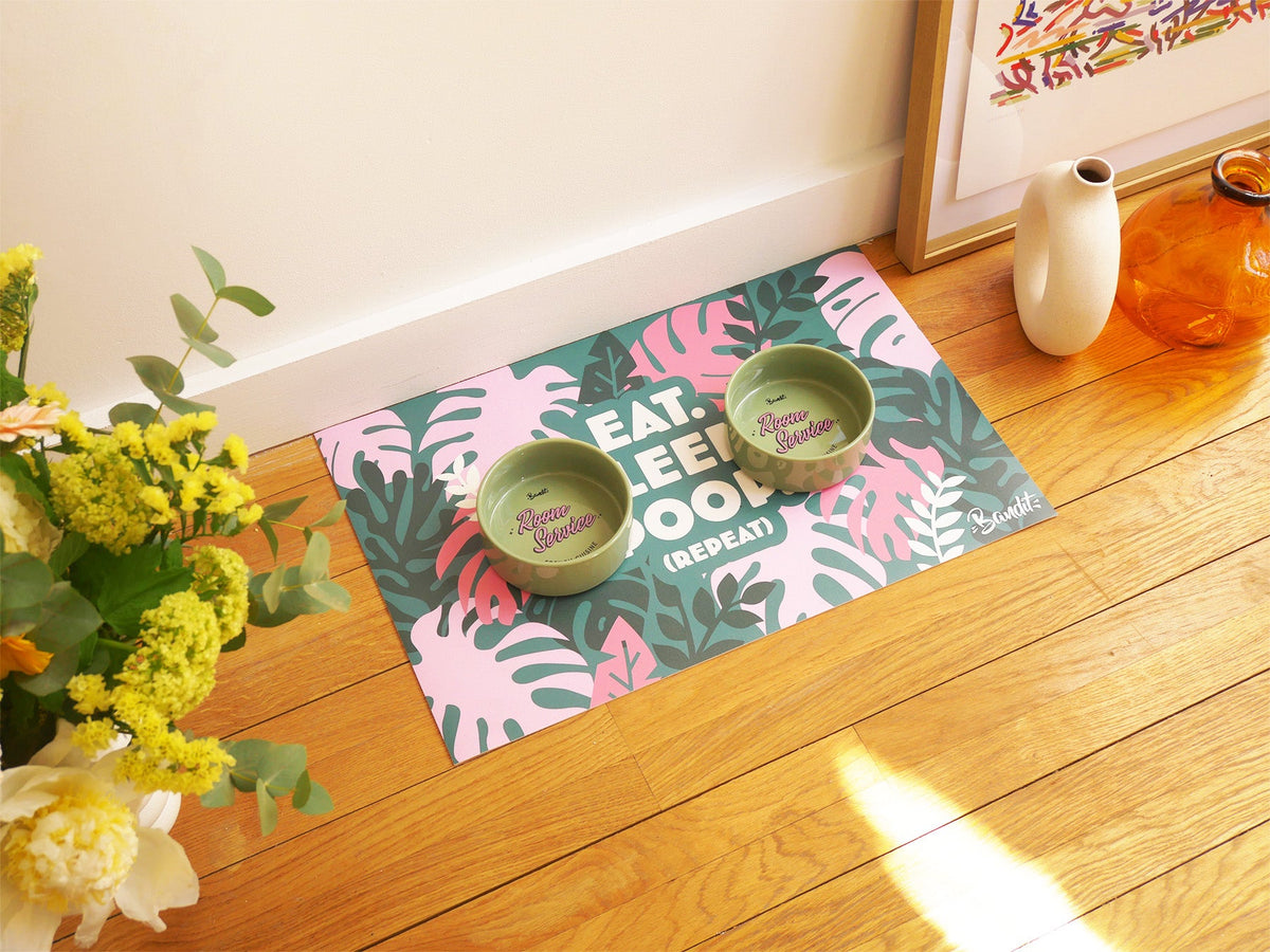 Tapis de gamelle eat, sleep, poop